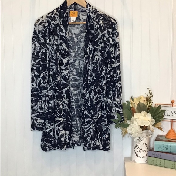 Ruby Rd. | Plus Size Women’s Cardigan Sweater Blue/White 3X - Picture 2 of 16